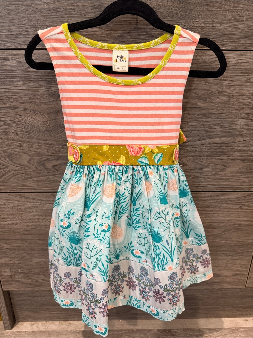 Girls Coral Stripe & Teal Floral Tiered Tunic -